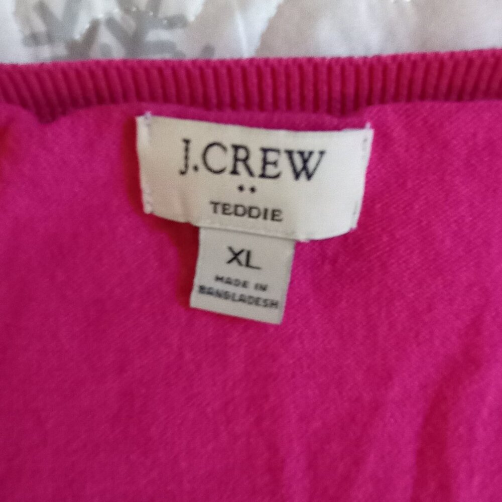 Ladies J CREW size xl (fits like a medium) pink Teddie sweater